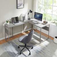 [en.casa] - Schreibtisch Karlstang L-förmig 166x120x75 cm Hellgrau von [EN.CASA]