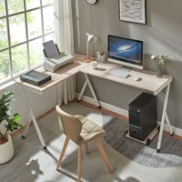 Schreibtisch Tarielarg mit PC-Ständer L-förmig 158x120x75 cm Eicheoptik [en.casa] von [EN.CASA]