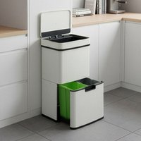 Sensor Mülleimer Venna Edelstahl Beige 62L [en.casa] von [EN.CASA]