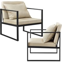Sessel Ragusa 2er Set Sandfarben von [EN.CASA]