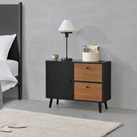 Sideboard Gislaved 80x30x62,5cm Schwarz/Dunkler Holzton en.casa - Schwarz von [EN.CASA]