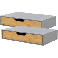 [en.casa] - Wandregal 2er Set Bokn mit Schublade Bambus Grau von [EN.CASA]