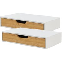 [en.casa] - Wandregal 2er Set Bokn mit Schublade Bambus Weiß von [EN.CASA]