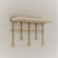 Wandregal Parikkala mit 5 Haken Natur/Goldfarben [en.casa] von [EN.CASA]
