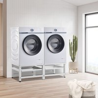 Waschmaschinen-Sockel 2-fach Bothel mit Ablagen 150 kg Weiß [en.casa] Weiß von [EN.CASA]