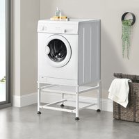 Waschmaschinen-Sockel Florimont mit Ausziehablage Stahl [en.casa] Weiß von [EN.CASA]
