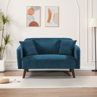 [en.casa] - 2-Sitzer Sofa Midt 132x70x81 cm Cord Blau von [EN.CASA]