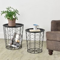 [en.casa] - 2er-Set Metallkorb Beistelltische Cerisey Schwarz en.casa von [EN.CASA]