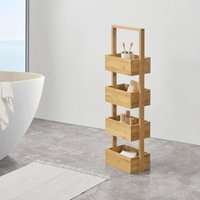 [en.casa] - Badregal Bardu mit 4 Ablagefächer 28x16x88cm Bambus von [EN.CASA]
