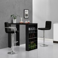 [en.casa] - Bartisch Bonn 117 x 57 x 106,5 cm mit 3 Fächern Schwarz en.casa von [EN.CASA]