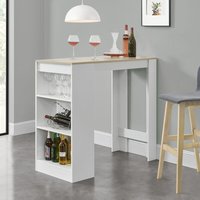 Bartisch Kouvola mit 3 Fächern 110x50x103 cm Weiß/Eiche-Optik [en.casa] Weiß / Eiche von [EN.CASA]