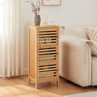 Beistellschrank mit 3 Türen Ypäjä 82x33x27 cm Bambus [en.casa] von [EN.CASA]