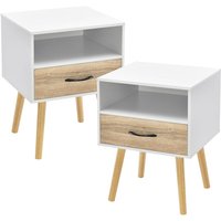 [en.casa] - Beistelltisch Gävle 2er Set Weiß/Eiche von [EN.CASA]