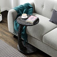 [en.casa] - Beistelltisch Holeby 56 x ø 38 cm Marmoroptik, schwarz von [EN.CASA]