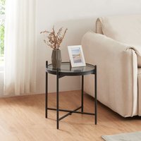 [en.casa] - Beistelltisch Lier mit Glasplatte Schwarz von [EN.CASA]