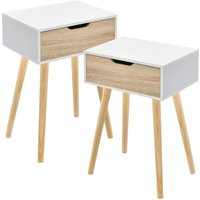 [en.casa] - Beistelltisch Östersund 2er Set Weiß/Eiche von [EN.CASA]