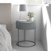 [en.casa] - Beistelltisch Rill mit Schublade 46xØ40 cm Grau von [EN.CASA]