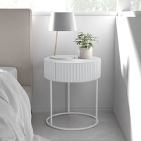 [en.casa] - Beistelltisch Rill mit Schublade 46xØ40 cm Weiß von [EN.CASA]