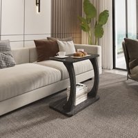 [en.casa] - Beistelltisch Stattela C-förmig 59x35x56 cm Marmoroptik, schwarz von [EN.CASA]