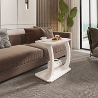[en.casa] - Beistelltisch Stattela C-förmig 59x35x56 cm Weiß von [EN.CASA]