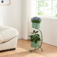 [en.casa] - Blumenständer Almelo 63x29x21cm Metall Grün von [EN.CASA]