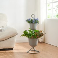 [en.casa] - Blumenständer Alphen 2 Töpfe 76,5x26cm Grau von [EN.CASA]