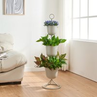 [en.casa] - Blumenständer Alphen 3 Töpfe 110x28cm Hellgrau von [EN.CASA]