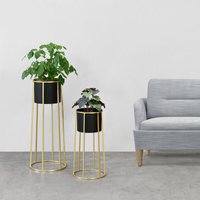[en.casa] - Blumentopf Ständer Macon 2-tlg. Schwarz-Goldfarben en.casa von [EN.CASA]