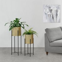 Blumentopf Ständer Mol 2-tlg. Schwarz-Goldfarben en.casa von [EN.CASA]