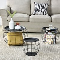 [en.casa] - Couchtisch Neman 3er Set Metallkorb Schwarz en.casa von [EN.CASA]