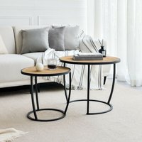 [en.casa] - Couchtisch Neqi im 2er Set Satztisch Holz-Optik von [EN.CASA]