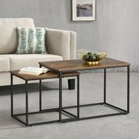 Couchtischset Härnösand 2er Set Dunkler Holzton [en.casa] von [EN.CASA]