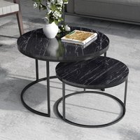 [en.casa] - Couchtischset Skagen im 2er Set Marmor, schwarz von [EN.CASA]