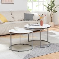 [en.casa] - Couchtischset 'Skagen' im 2er Set Marmor, weiß / Silber von [EN.CASA]