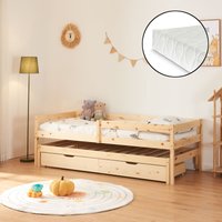 Doppel-Kinderbett Sonkajärvi mit Matratze 90x200cm Natur [en.casa] von [EN.CASA]
