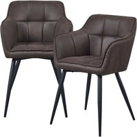 [en.casa] - Esszimmerstuhl 2er Set Birmingham Dunkelbraun von [EN.CASA]