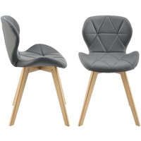 Esszimmerstuhl Älmhult 2-er Set 78x47x52 cm Kunstleder Grau [en.casa] von [EN.CASA]