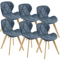 Esszimmerstuhl Älmhult 6-er Set 78x47x52 cm Kunstleder Blau [en.casa] von [EN.CASA]