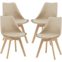 Esszimmerstuhl Fläten 4er Set Kunstleder Beige [en.casa] von [EN.CASA]