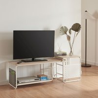 [en.casa] - Fernsehtisch Dyrøy mit Beistelltisch Weiß/Eiche von [EN.CASA]