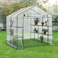 [en.casa] - Gewächshaus Grünau mit Ablagen 200x200x220cm Transparent Transparent von [EN.CASA]