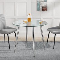 [en.casa] - Glastisch Humppila 80x75 cm Chromfarben von [EN.CASA]