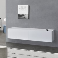 [en.casa] - Hängeboard Evaton 140x33x30 cm Weiß Matt mit 2 Ablageflächen Weiß Matt en.casa von [EN.CASA]