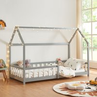 [en.casa] - Hausbett Hesel mit Rausfallschutz 90x200cm Grau von [EN.CASA]