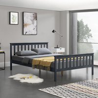[en.casa] - Holzbett Hellnar 180x200 cm Dunkelgrau von [EN.CASA]