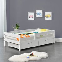 Kinderbett Borgarnes 90x200 cm mit Rausfallschutz und Schubladen Weiß [en.casa] Weiß von [EN.CASA]