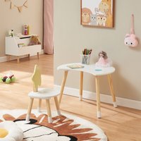 Kinderschreibtisch mit Stuhl Lallega Mond- und Stern-Design Weiß [en.casa] von [EN.CASA]