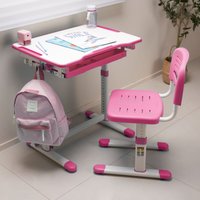[en.casa] - Kinderschreibtischset Sala 2-tlg. Kindertisch mit Stuhl Pink von [EN.CASA]