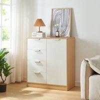 [en.casa] - Kommode Varkaus 90x80x40 cm Eichenoptik/Weiß von [EN.CASA]
