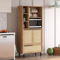 [en.casa] - Küchenschrank Kvænangen 162x75x36 cm Eichenoptik/Rattanoptik von [EN.CASA]